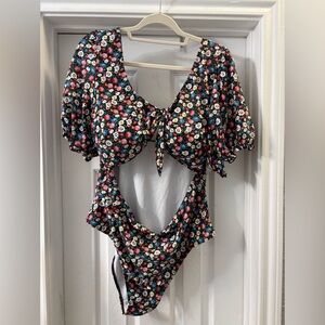Floral Cutout Swimsuit 3xl